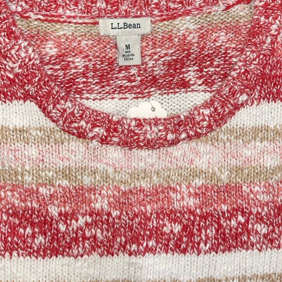 L.L. Bean Cotton Ragg Crewneck Sweater Striped 100% cotton Ragg Wool Look - Picture 3 of 4